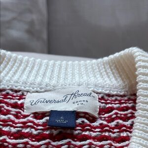 Universal Thread Women's Striped Red and White Sweater